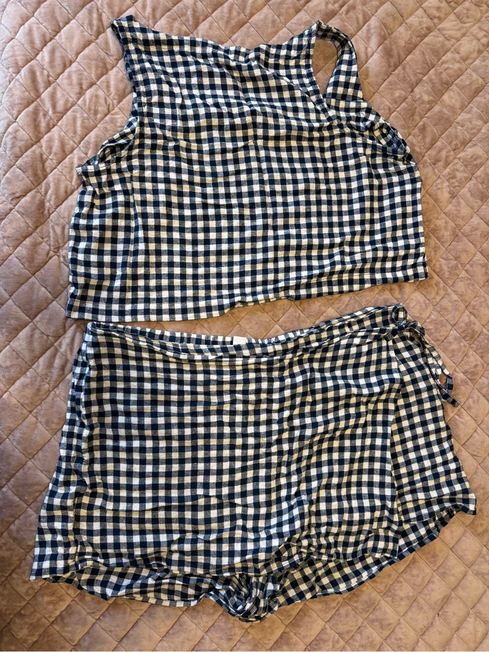 Old Navy Navy & White Gingham Two-Piece Set